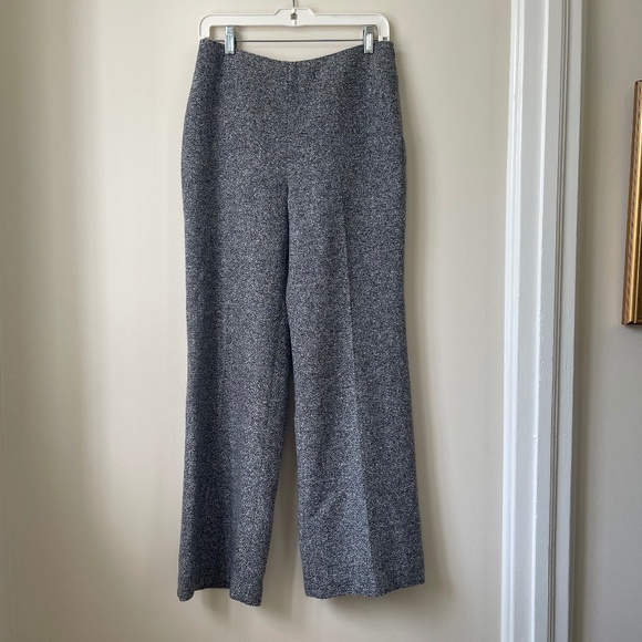 Grey Herringbone Tweed Wool and Silk Pants - Picture 1 of 8